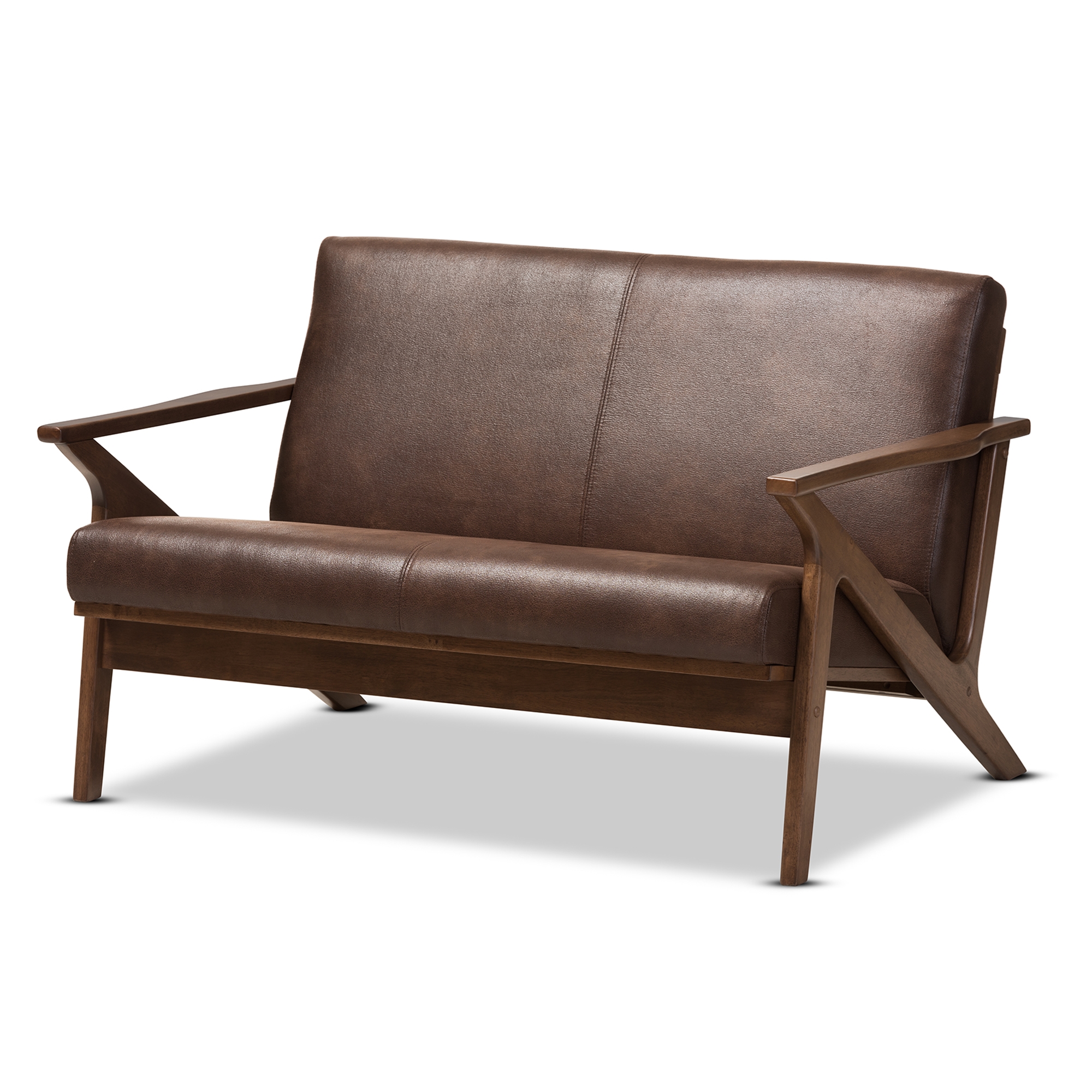 Baxton Studio Bianca Mid Century Modern Walnut Wood Dark Brown